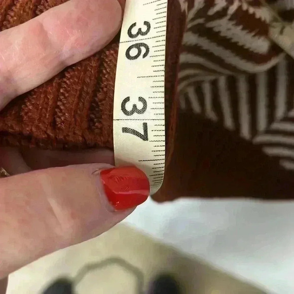 Fortune & Ivy Womens Cardigan Rust & Cream XL Open Front Long Line Chevron Comfy - Picture 11 of 13